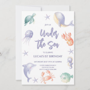 Cute Under the Sea  Boy Birthday Party Invitation