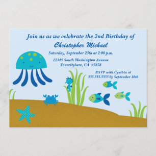 Cute under the sea boy's birthday party invitation