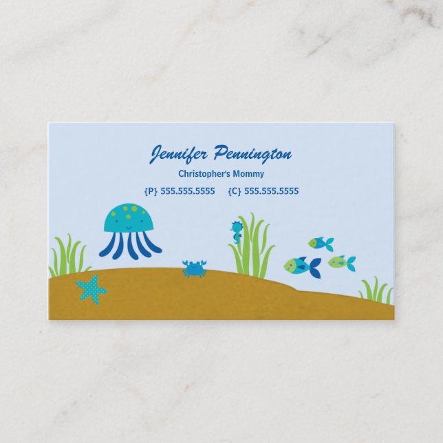 Cute under the sea childrens calling business card (Front)