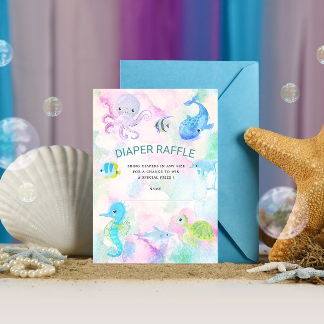Cute Under the Sea Diaper Raffle Ticket Card (Creator Uploaded)
