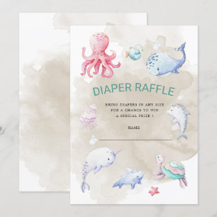 Cute Under the Sea Diaper Raffle Ticket Invitation