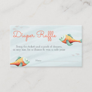 Cute Under the Sea Fish Neutral Twin Diaper Raffle Enclosure Card