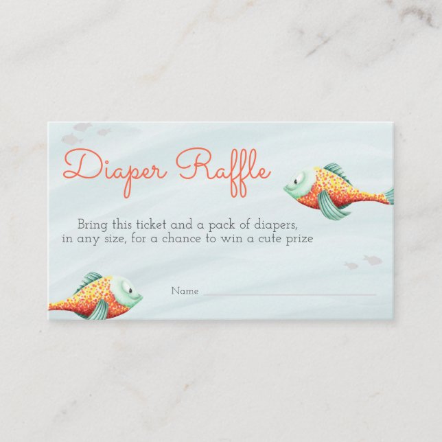 Cute Under the Sea Fish Neutral Twin Diaper Raffle Enclosure Card (Front)