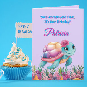 Cute Under The Sea Floral Sea Turtle Birthday  Card