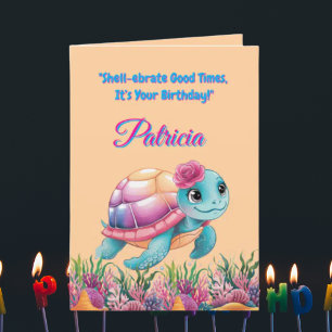 Cute Under The Sea Floral Sea Turtle Birthday  Card