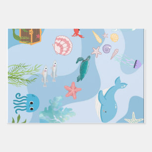 Cute Under the Sea Friends Wrapping Paper Sheet