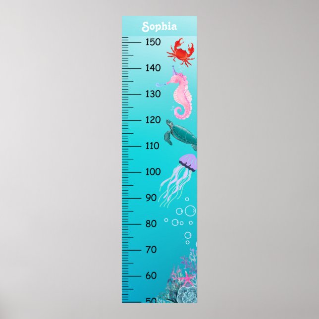 Cute Under The Sea Growth Chart Centimetre (Front)