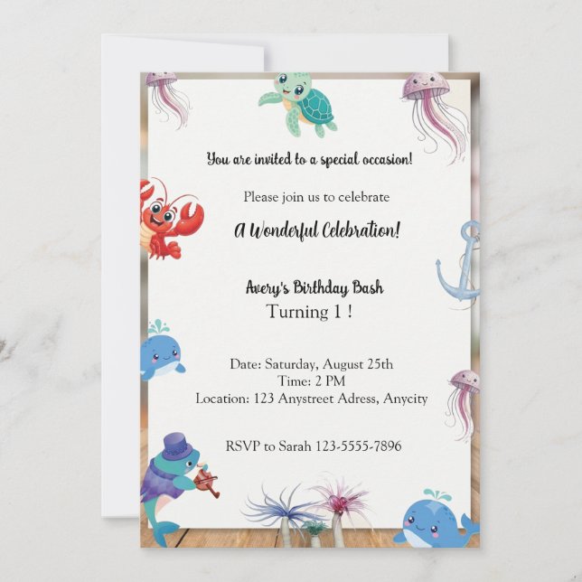 Cute Under the Sea Invitation (Front)