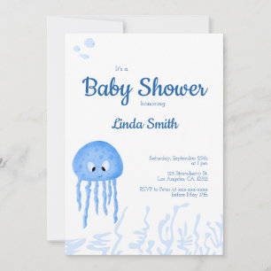 Cute Under the Sea Jellyfish Boy Baby Shower Invitation