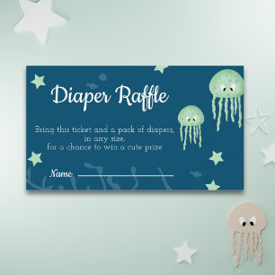 Cute Under the Sea Jellyfish Diaper Raffle Enclosure Card