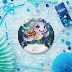 Cute Under the Sea Kids' Turtle Birthday Paper Plate