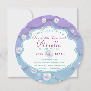 Cute Under the Sea Mermaid Birthday Invitation