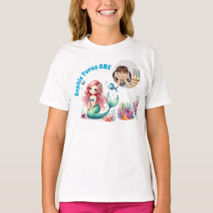 Cute Under the Sea Mermaid Photo Birthday Kids T-Shirt