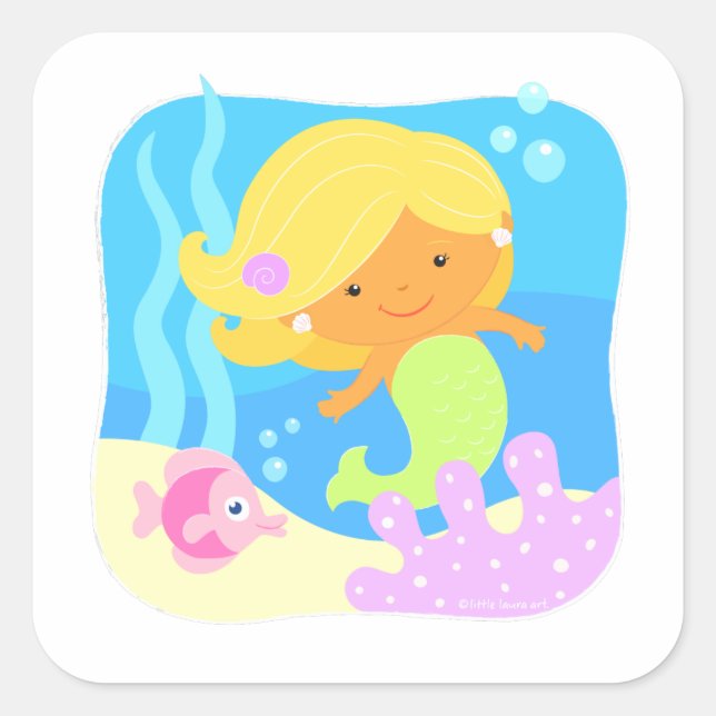 Cute Under the Sea Mermaid Sticker (Front)
