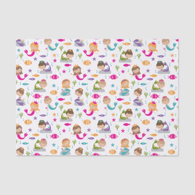 Cute Under the Sea Mermaid Tissue Paper (Front)