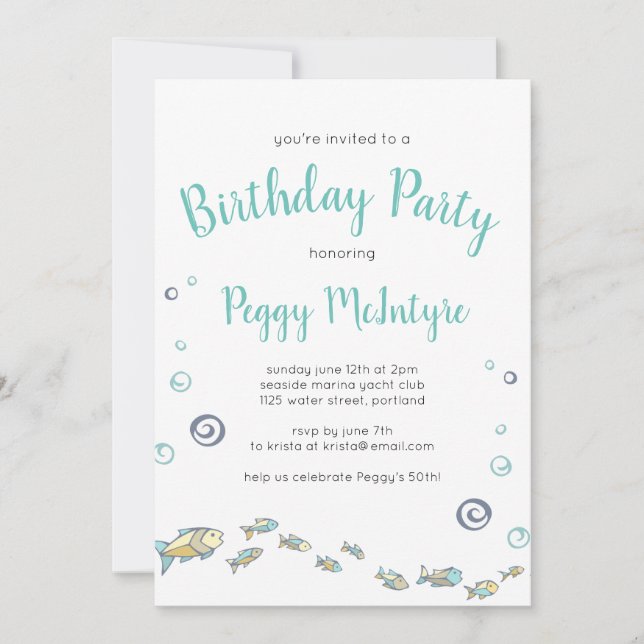 Cute Under The Sea Nautical Birthday Invitation (Front)