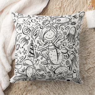 Cute Under the Sea Nautical Mermaid  Cushion