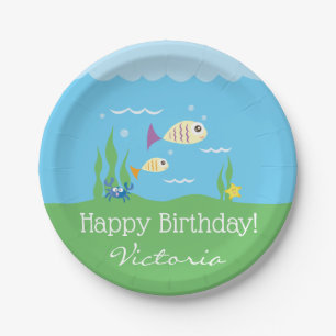 Cute Under the Sea Ocean Aquarium Birthday Party Paper Plate