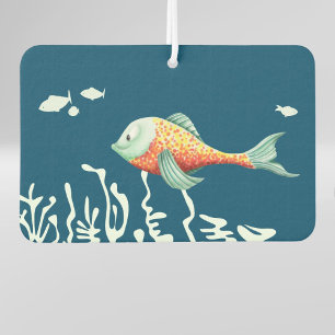 Cute Under the Sea Painting with Happy Fish  Car Air Freshener