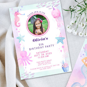Cute Under the Sea Photo Birthday Invitation