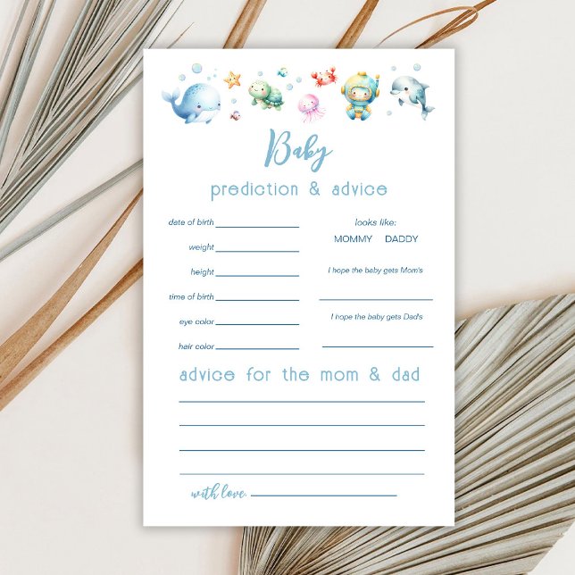 Cute Under the sea Prediction and Advice Game Card (Creator Uploaded)