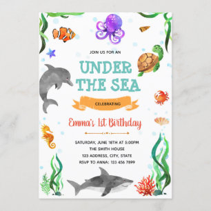 Cute under the sea theme party invitation