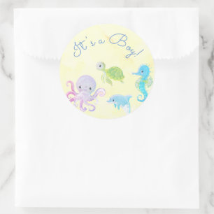 Cute Under the Sea Watercolor It's a Boy Sticker