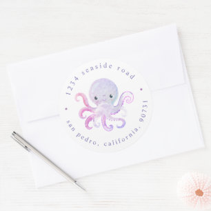 Cute Under The Sea Watercolor Return Address Classic Round Sticker