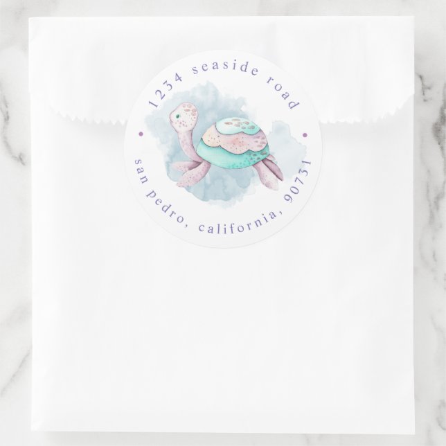 Cute Under the Sea Watercolor Return Address Classic Round Sticker