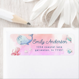 cute under the sea watercolor return address label