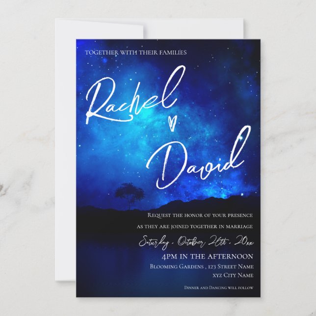 Cute Under the Stars Night Sky Typography  Wedding (Front)