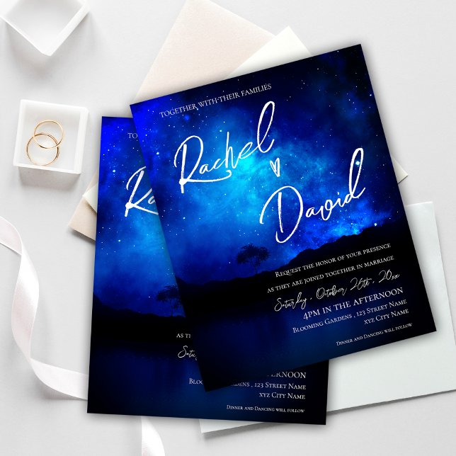 Cute Under the Stars Night Sky Wedding Invitation  (Cute Under the Stars Night Sky Wedding Invitation)