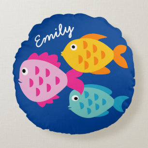 Cute under the water sea life fish kid's nursery round cushion