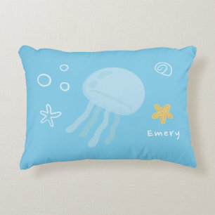 Cute Undersea Jellyfish & Seashell Personalised Decorative Cushion