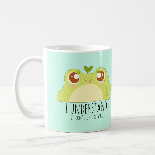 Cute Understand Green Frog Coffee Mug (Left)