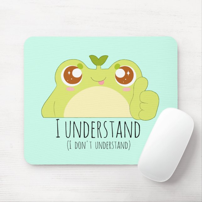 Cute Understand Green Frog Mouse Mat (With Mouse)
