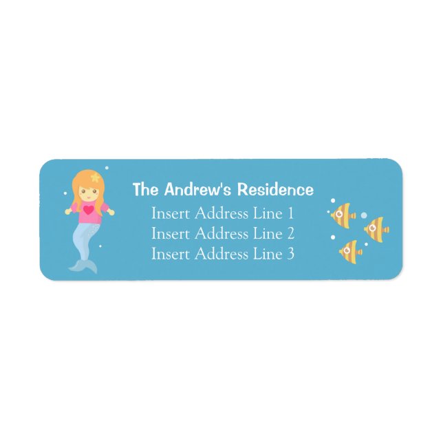 Cute Underwater Little Mermaid RSVP Address Label (Front)