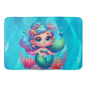 Cute underwater mermaid bath mat