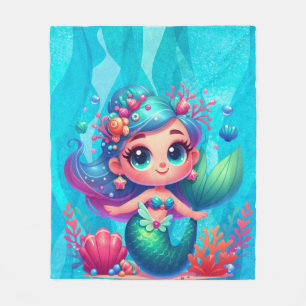 Cute underwater mermaid fleece blanket
