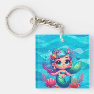 Cute underwater mermaid key ring
