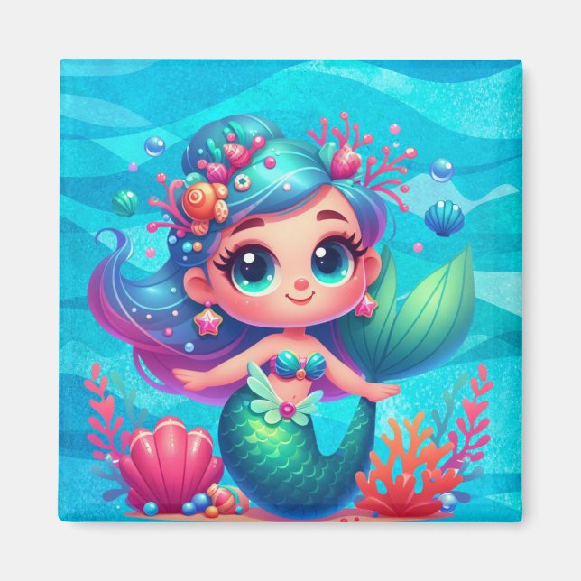 Cute underwater mermaid magnet (Front)