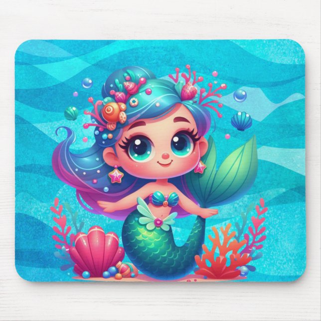 Cute underwater mermaid mouse mat (Front)