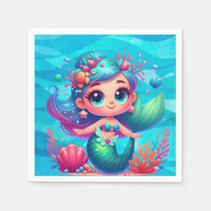 Cute underwater mermaid napkin