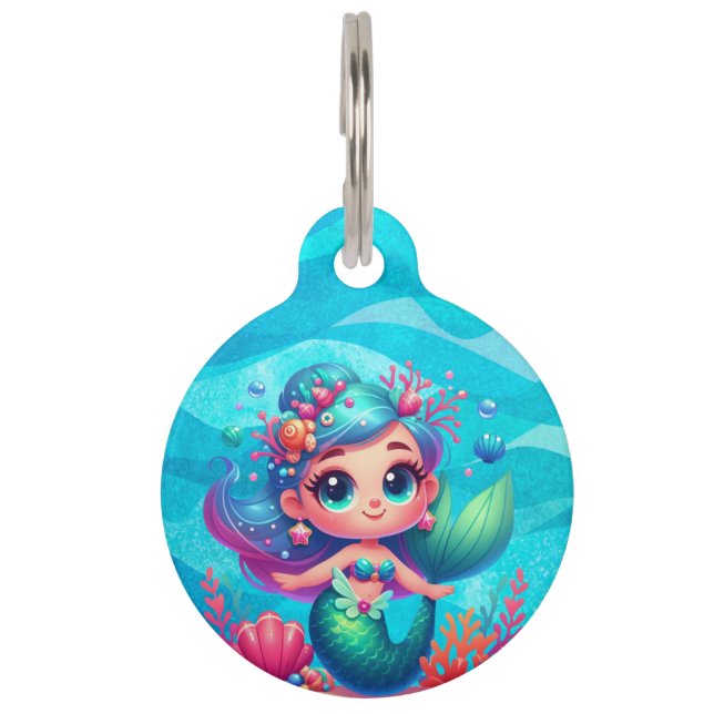 Cute underwater mermaid pet tag (Front)