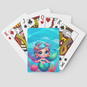 Cute underwater mermaid playing cards