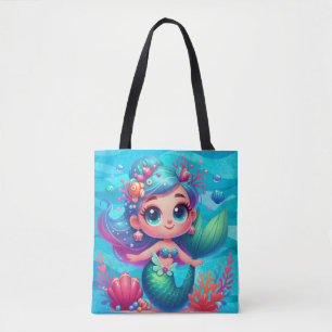 Cute underwater mermaid tote bag