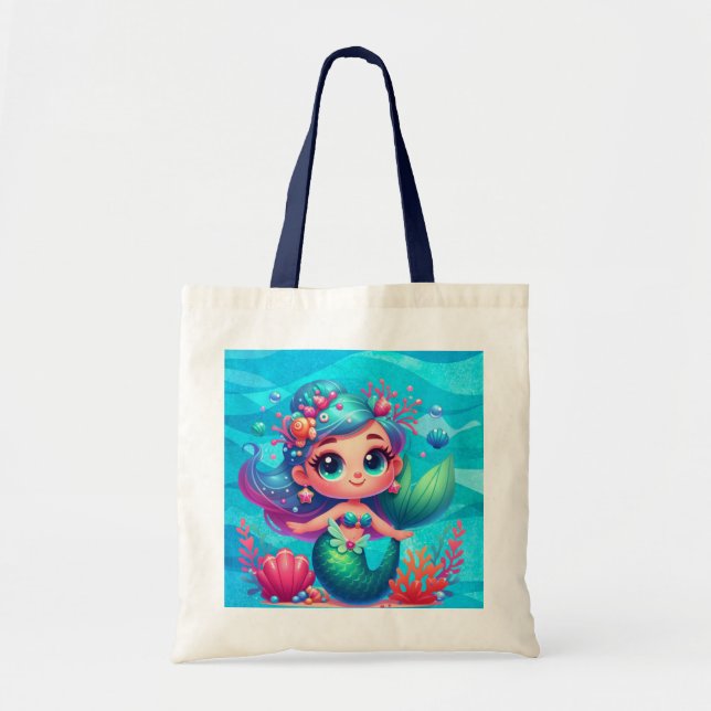 Cute underwater mermaid tote bag (Front)