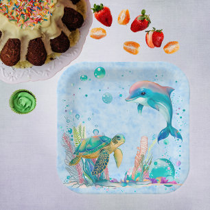 Cute underwater paper plate