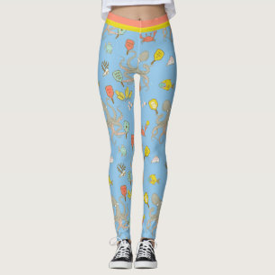 Cute underwater pickleball (small tile size) leggings