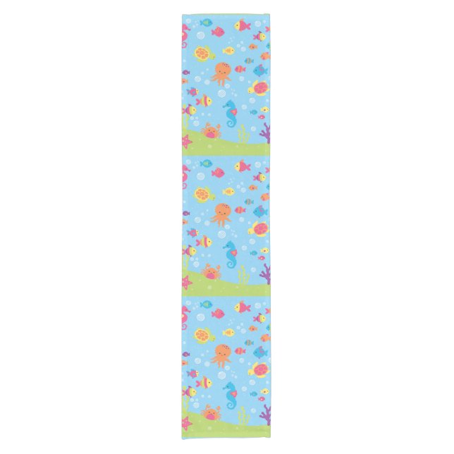 Cute Underwater Scene.ai Short Table Runner (Front)